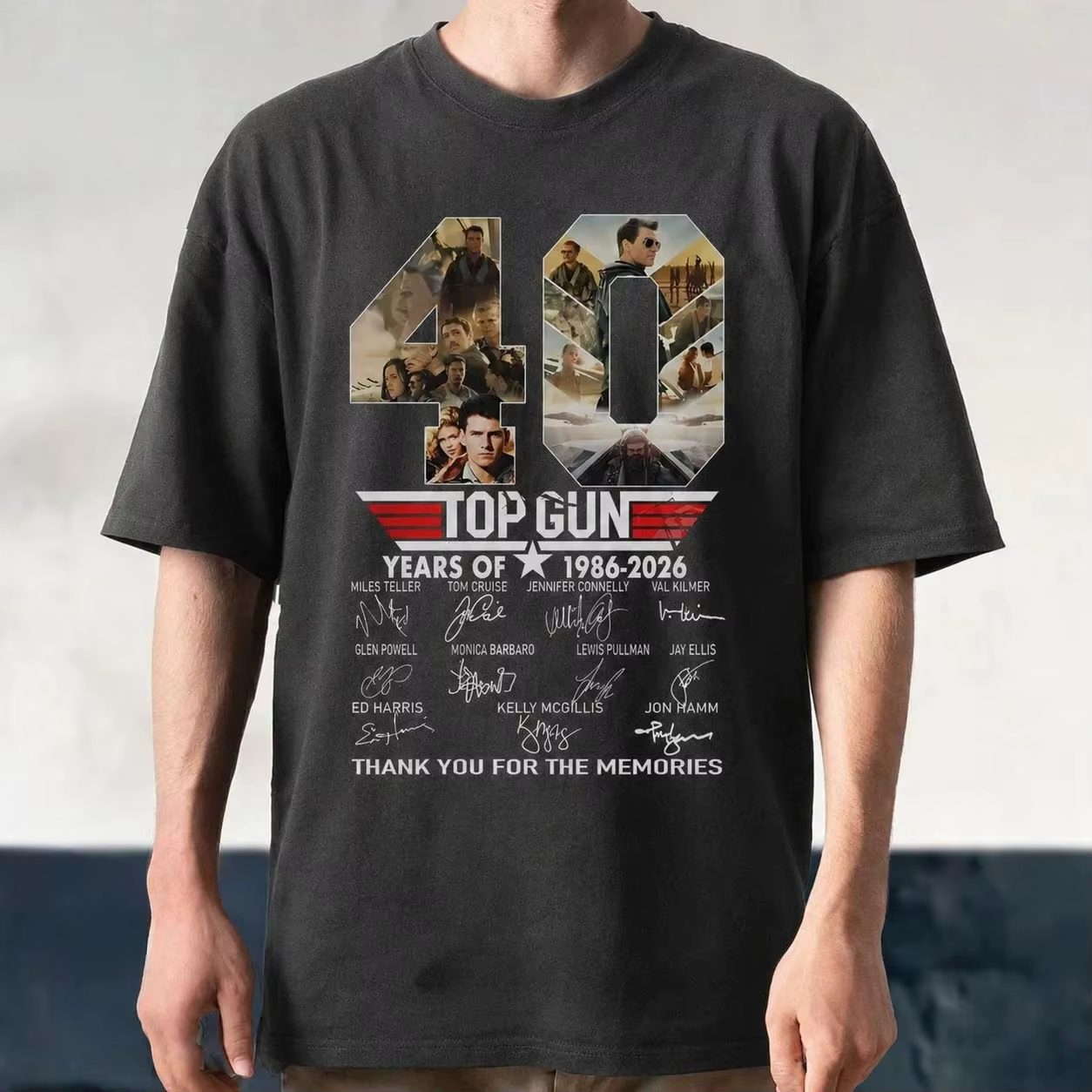 T-shirt unisexe imprimé graphique film Top Gun 40e anniversaire