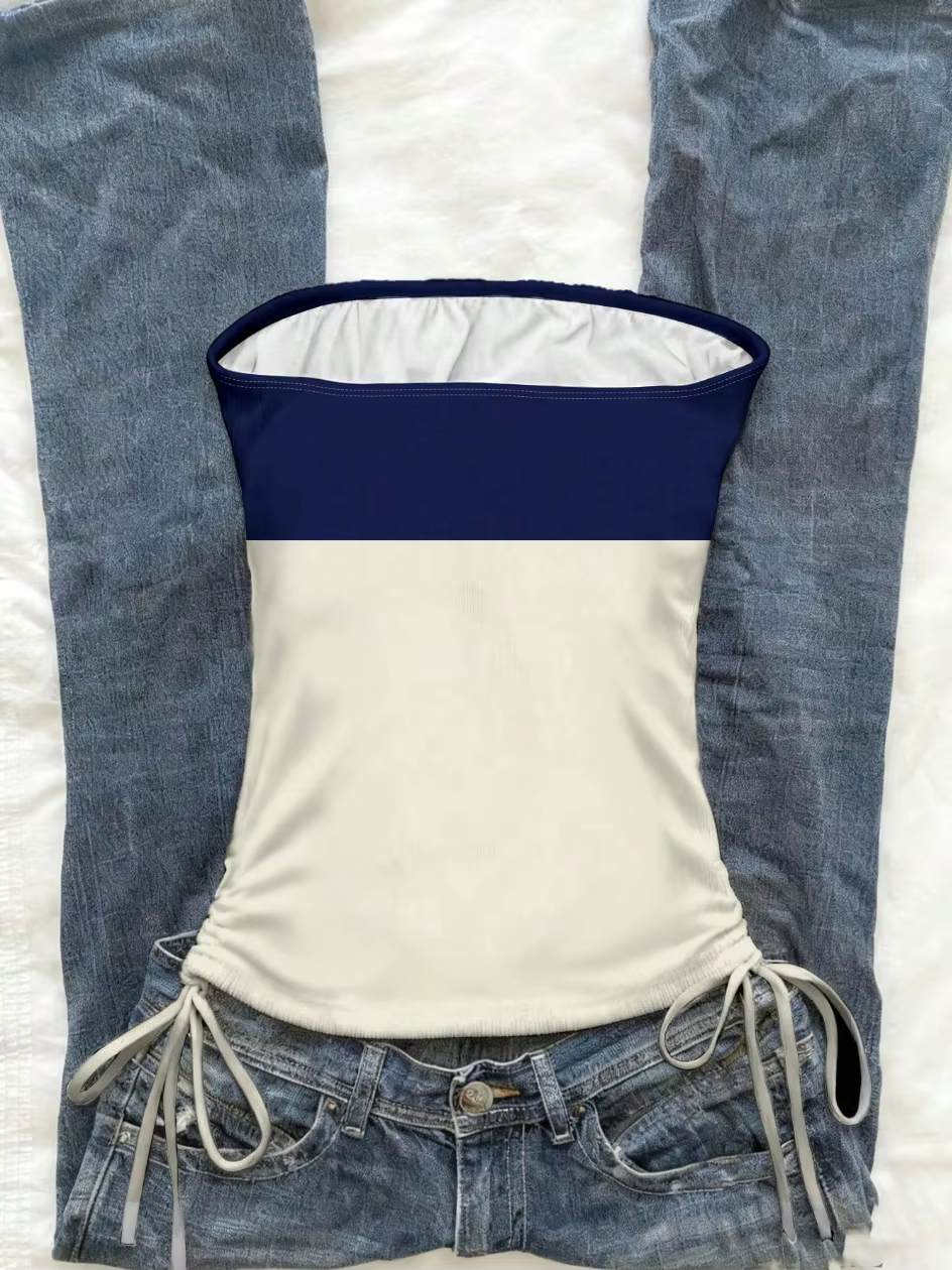 Crop top, débardeur cintré à la taille avec cordon de serrage pour femme