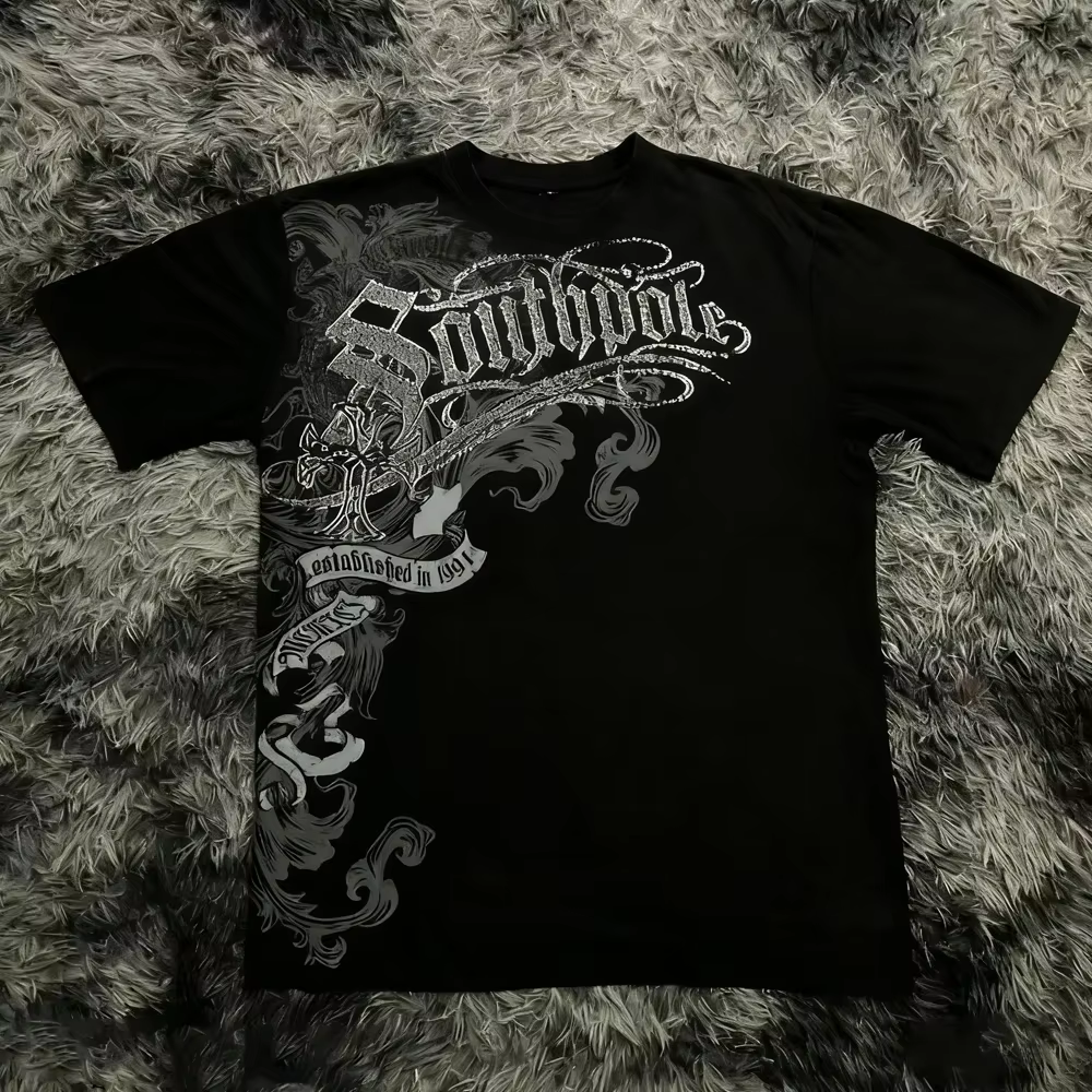 Classique Y2K Style gothique T-shirt imprimé surdimensionné