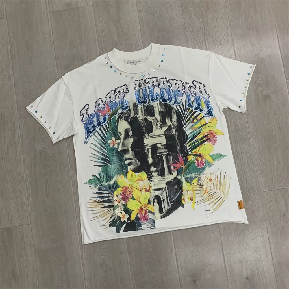 T-shirt Unisexe Lettres Colorées en Strass PREMIÈRE RANGÉE