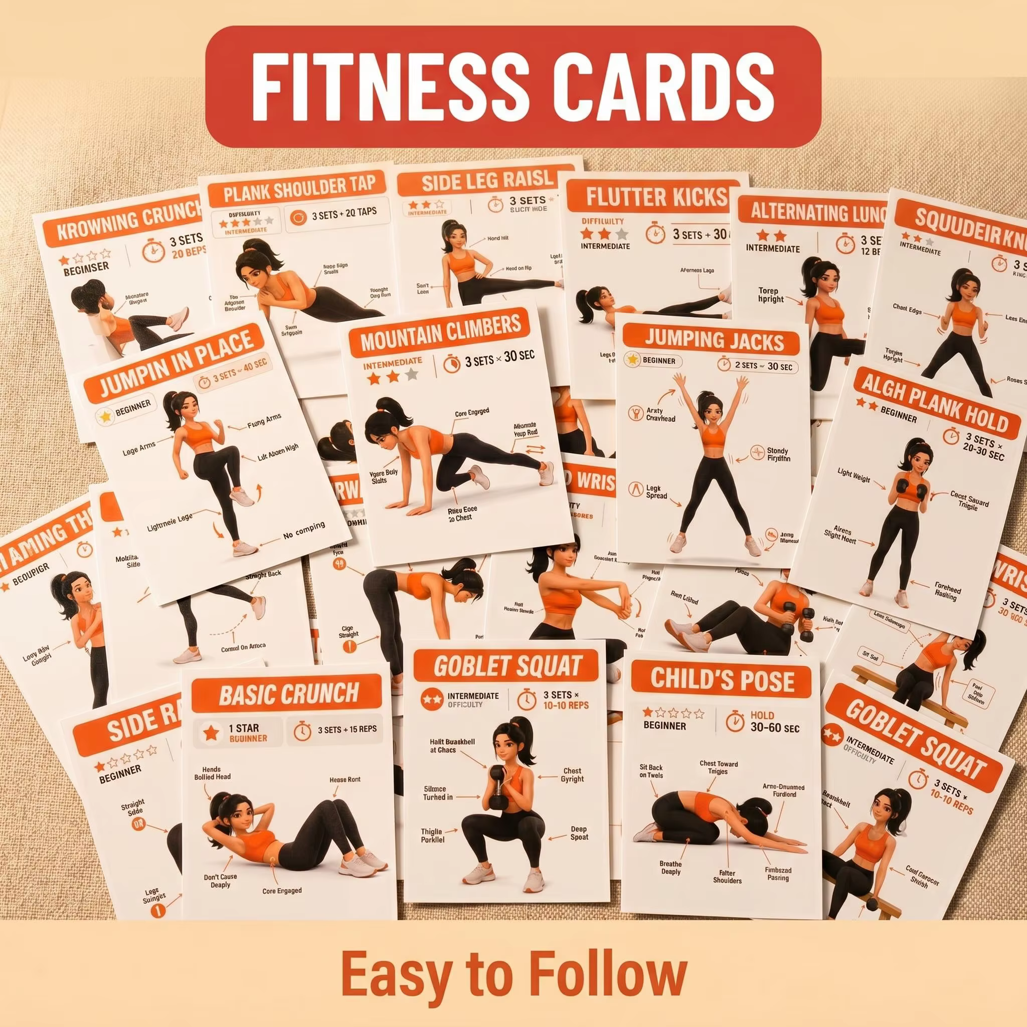 Cartes de guide de fitness
