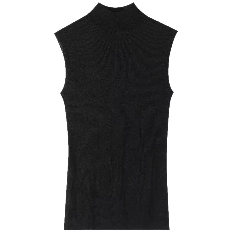 Gilet tricoté noir sans manches