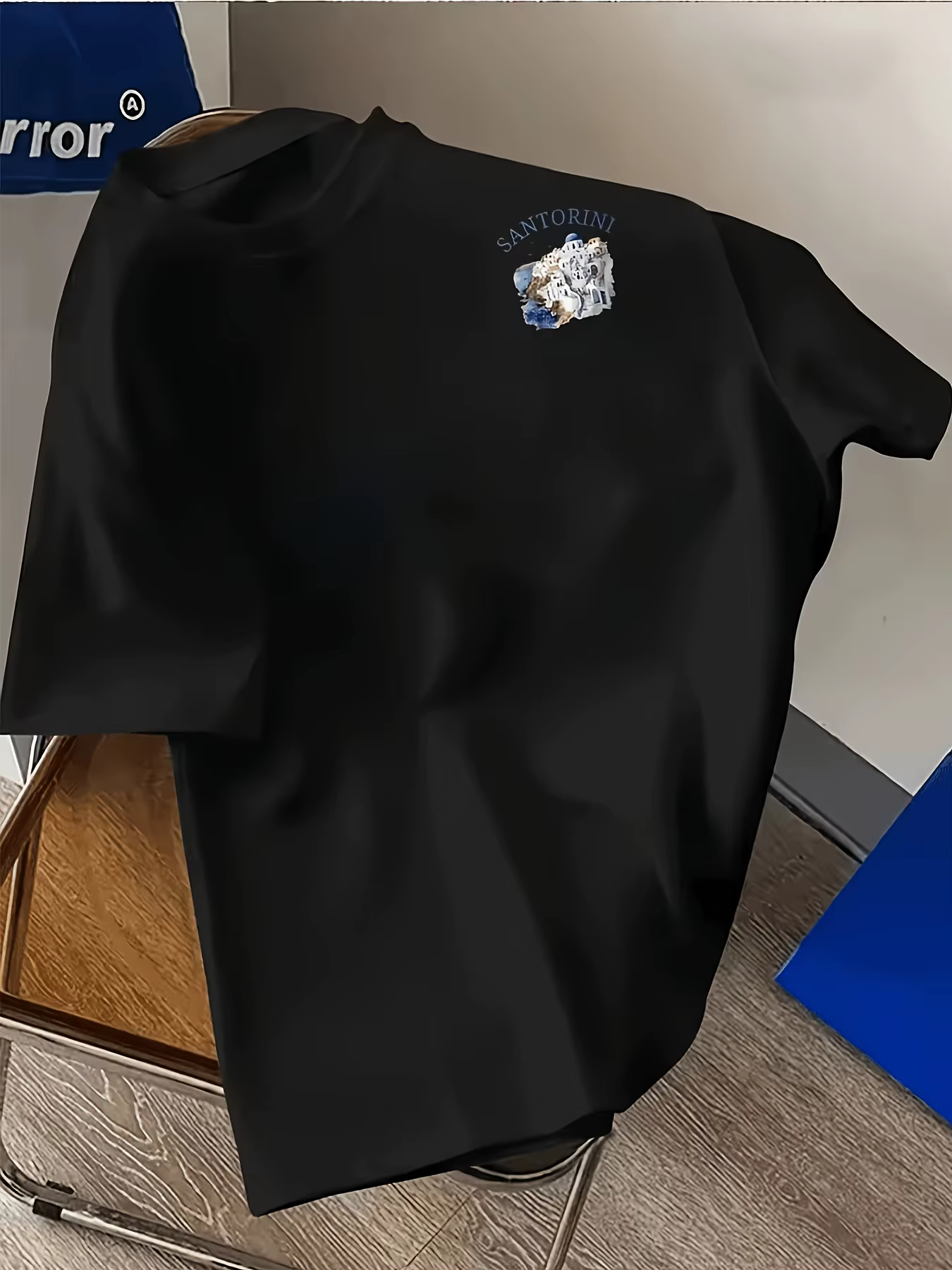 T-shirt pour homme en coton 100% avec imprimé de l'île de Santorin en Grèce