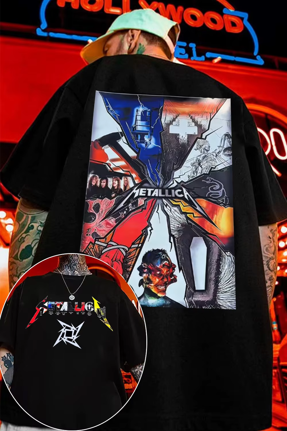 T-Shirt de groupe de rock Metallica bleu
