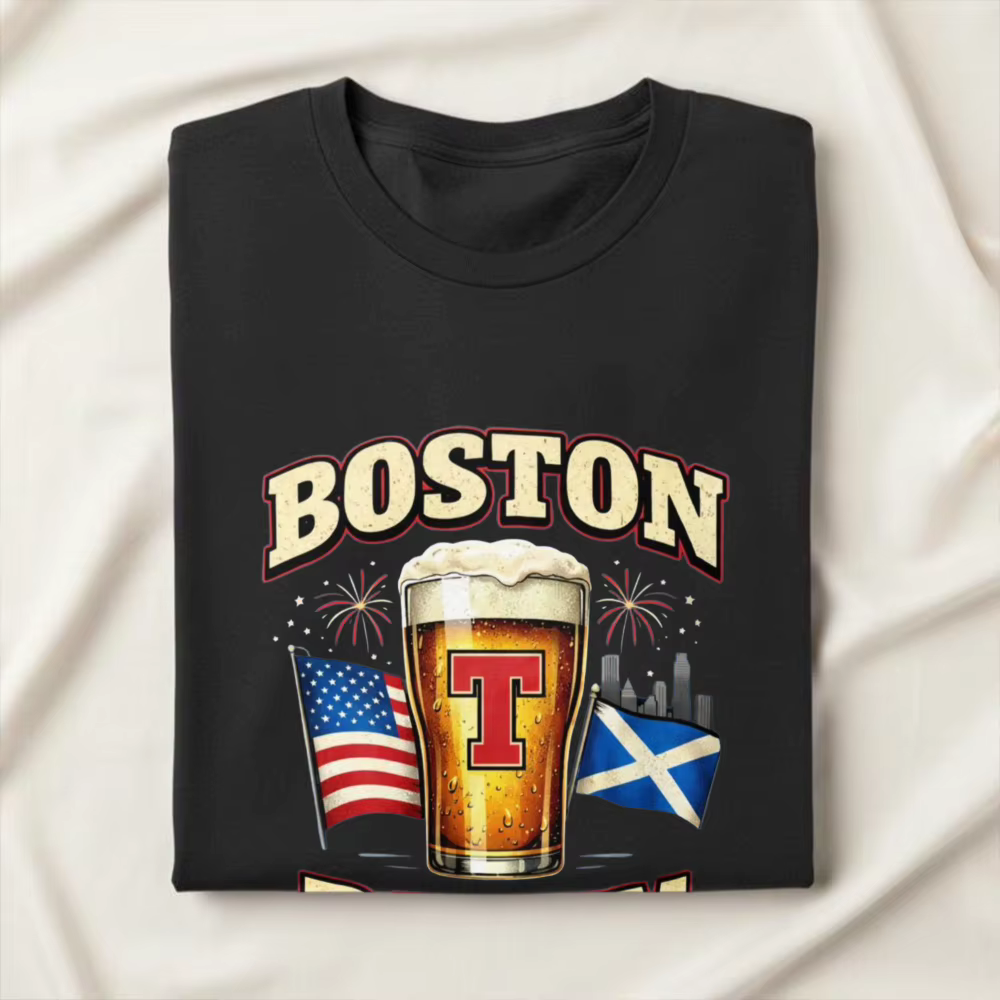 T-shirt de football Écosse Boston T-Party 2026 – T-shirts amusants à l'effigie de la bière écossaise – Hauts pour fans