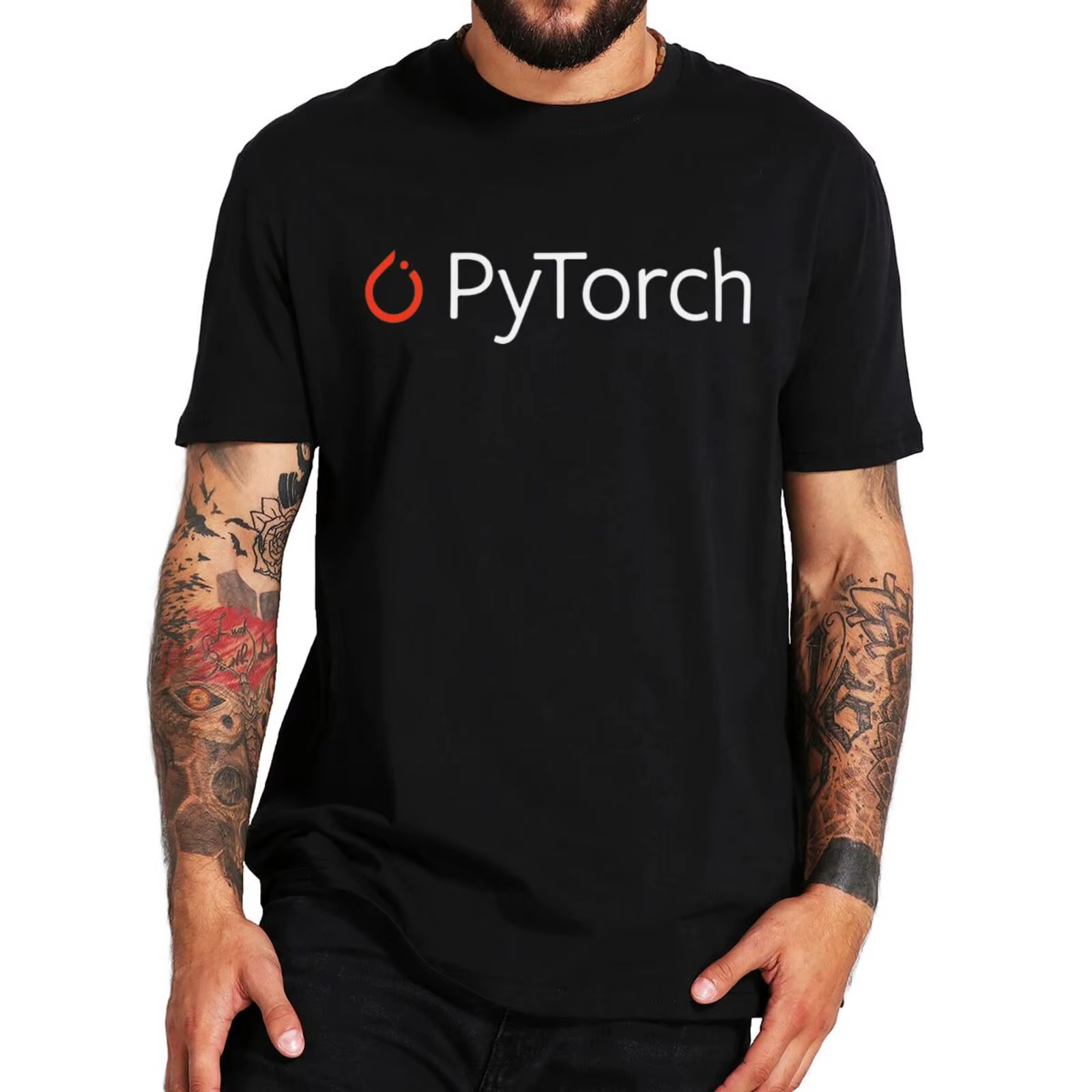 T-shirt en coton à col rond avec logo Pyfox pour hommes