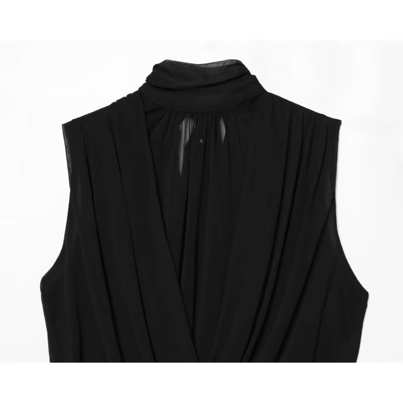 Débardeur drapé à col montant pour femme