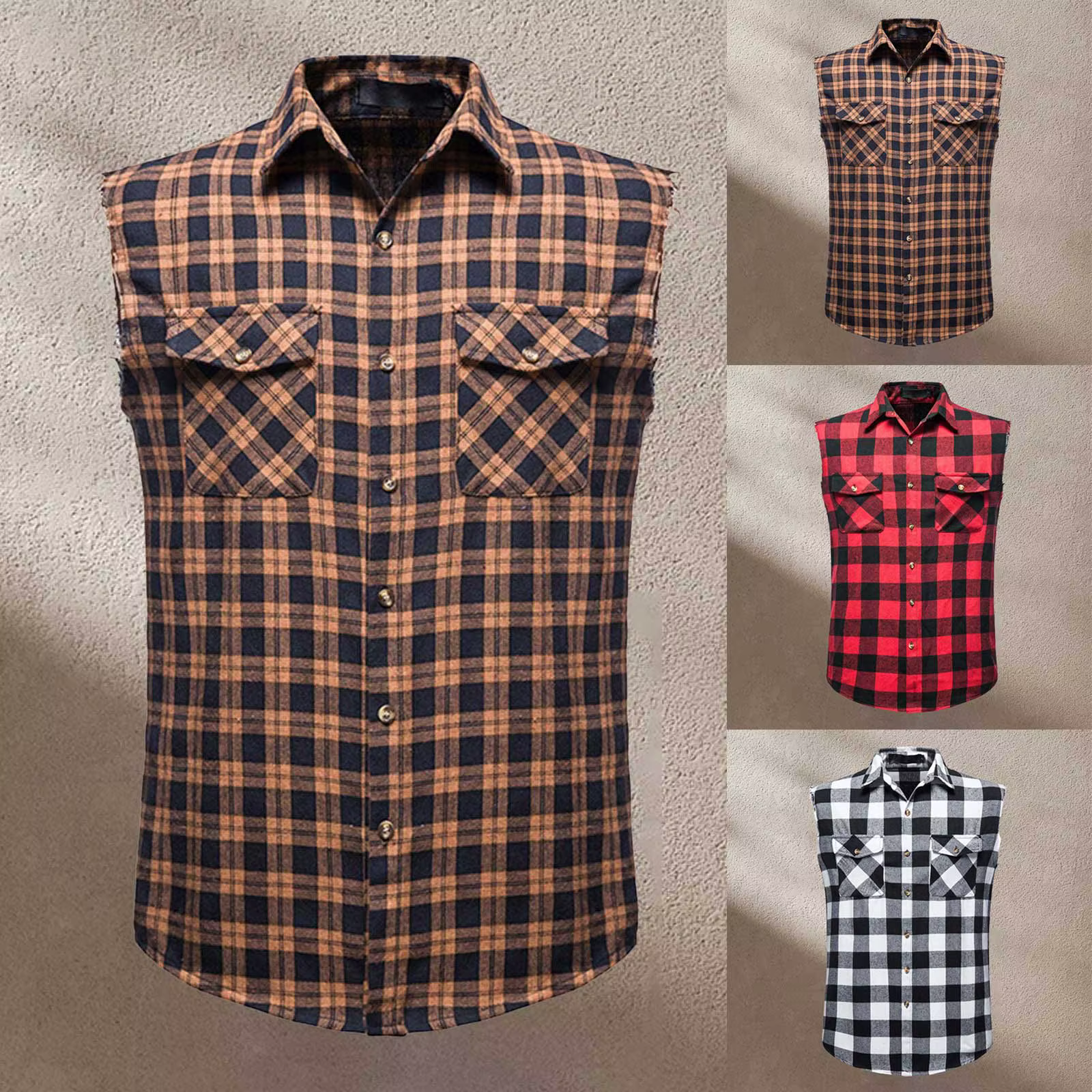 Chemise décontractée sans manches pour hommes