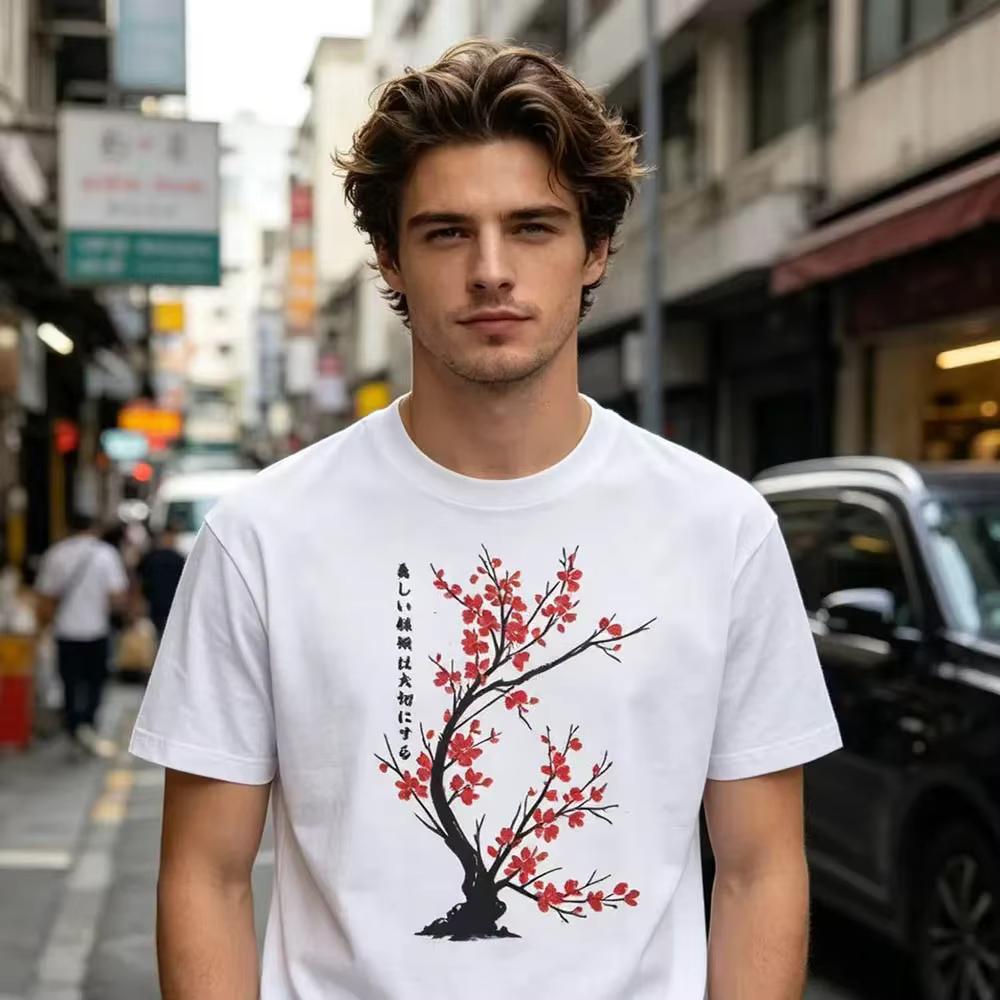 T-shirts à imprimé graphique cerise pour hommes