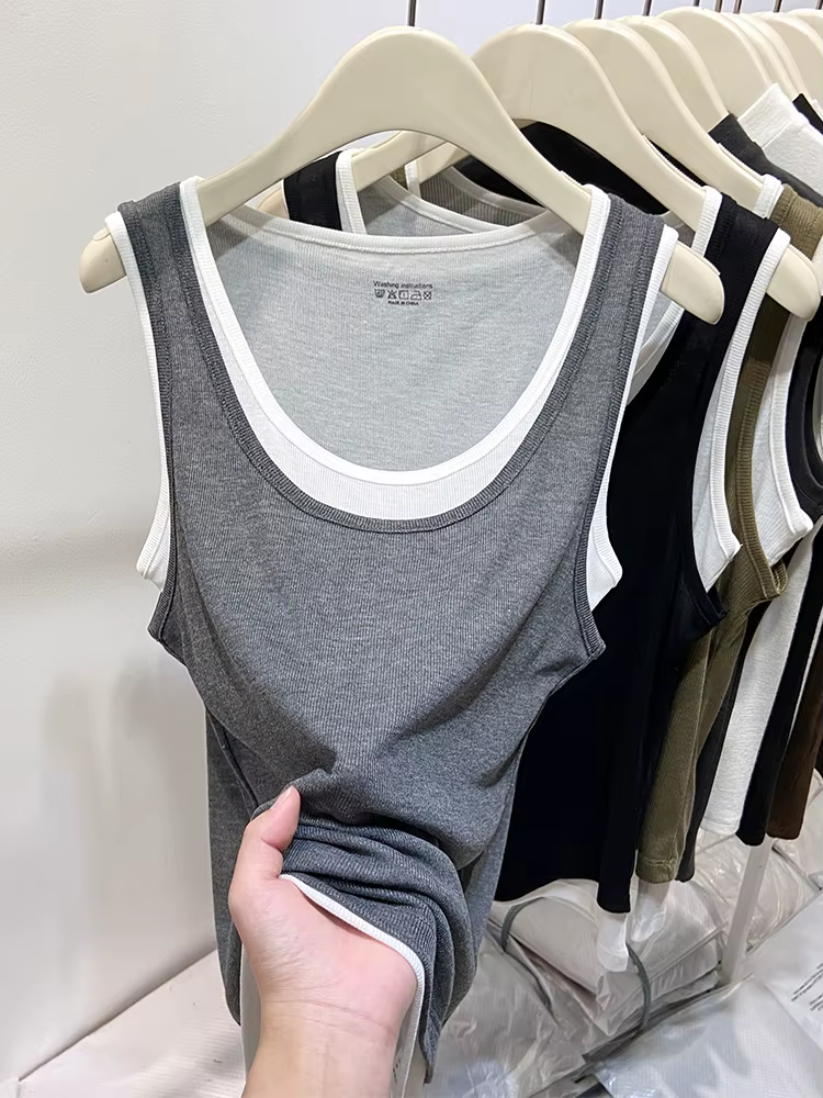 Faux débardeur deux pièces à col en U pour femmes