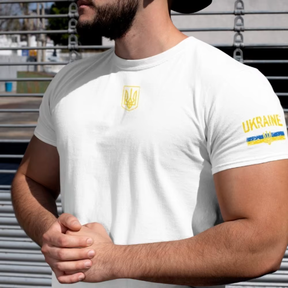 Drapeau de l'ukraine graphique T-Shirt patriotique ukrainien coton