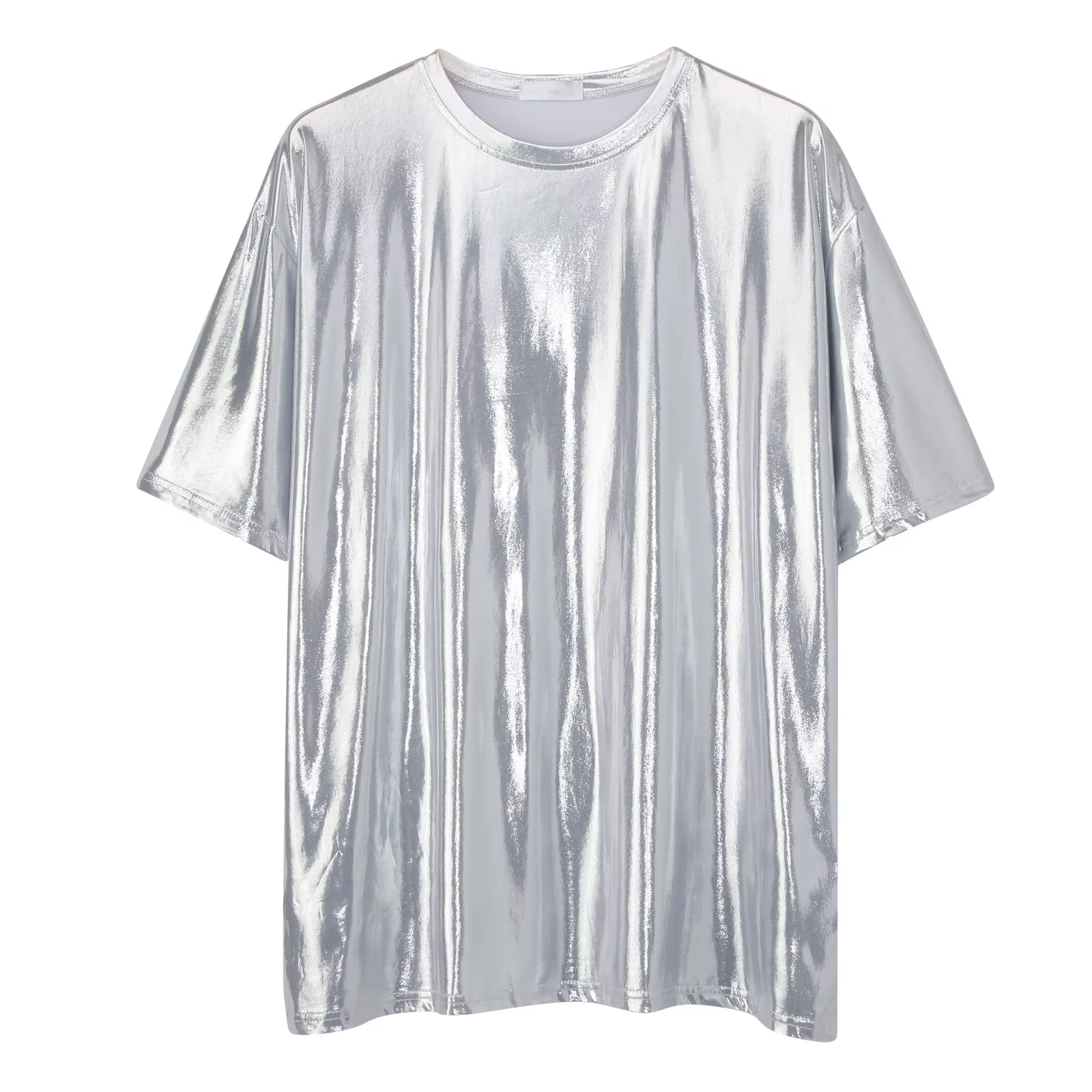Été hommes brillant t-shirts or à manches courtes col rond T-Shirt