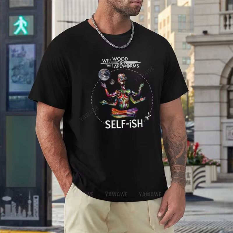 Selfish Self-ish Will Wood T-Shirt hauts mignons t-shirts graphiques chemises d'entraînement pour hommes t-shirt en coton noir pour hommes