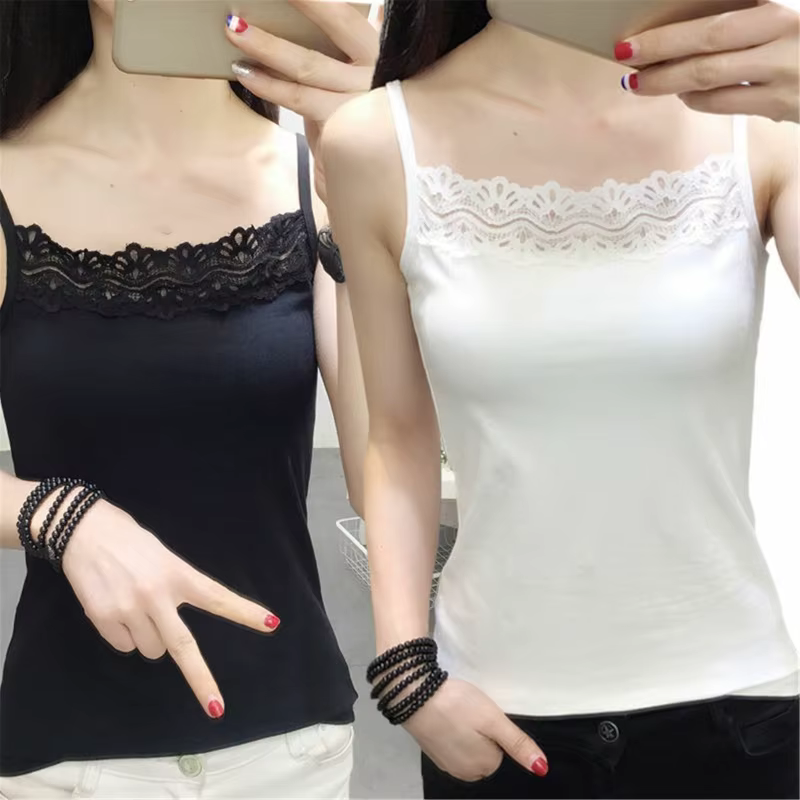 Camisole pour femmes, bretelles Spaghetti pour débardeur d'été en dentelle