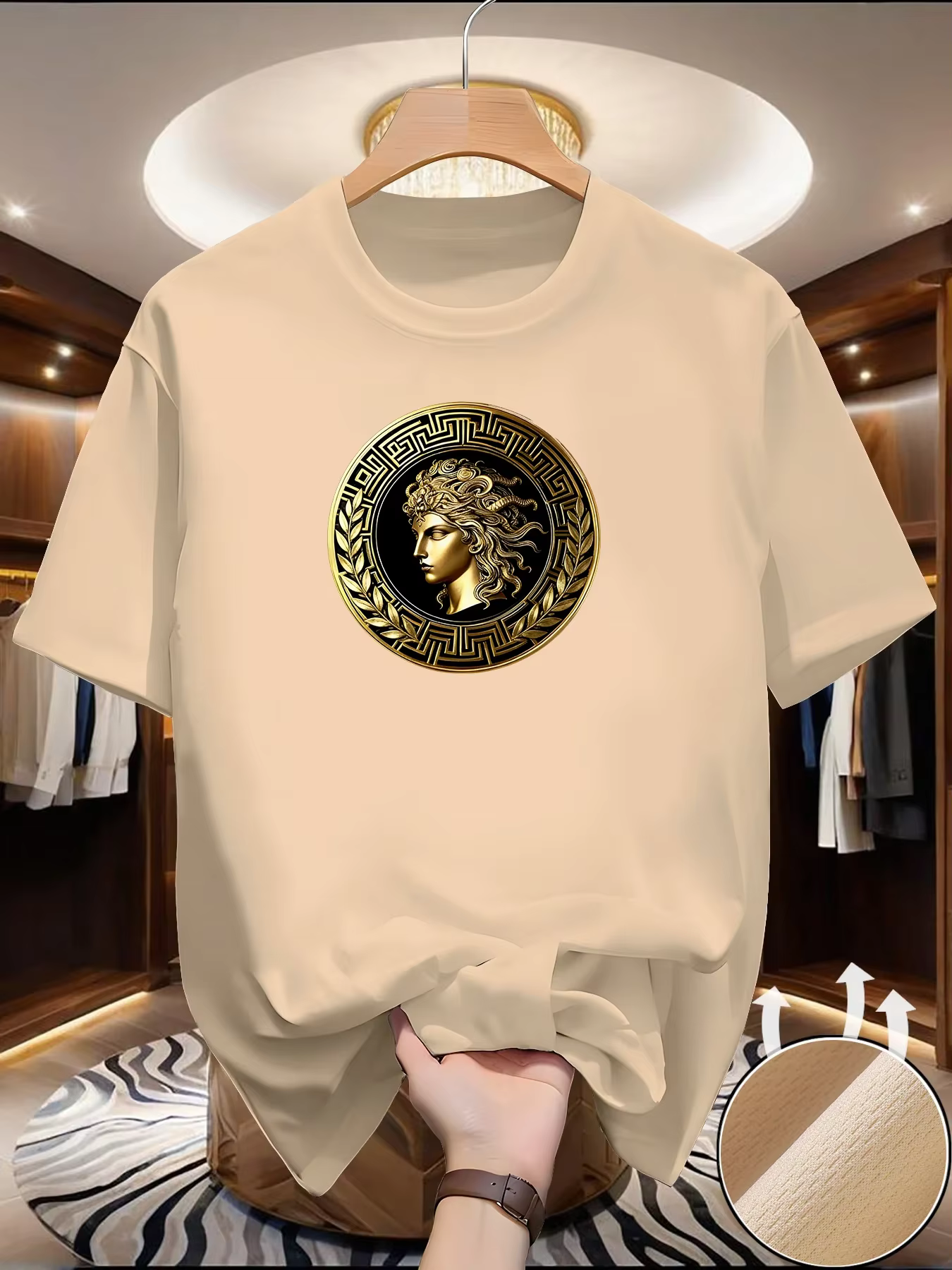 T-shirt Homme Imprimé Visage Latéral