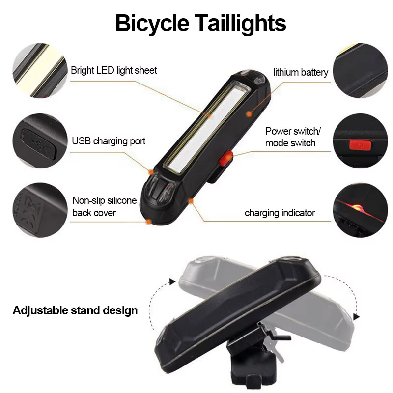 Lampe de vélo avant et arrière T6 LED, lampe frontale et arrière pour VTT, phare de vélo, lampe torche pour cyclisme et trottinette