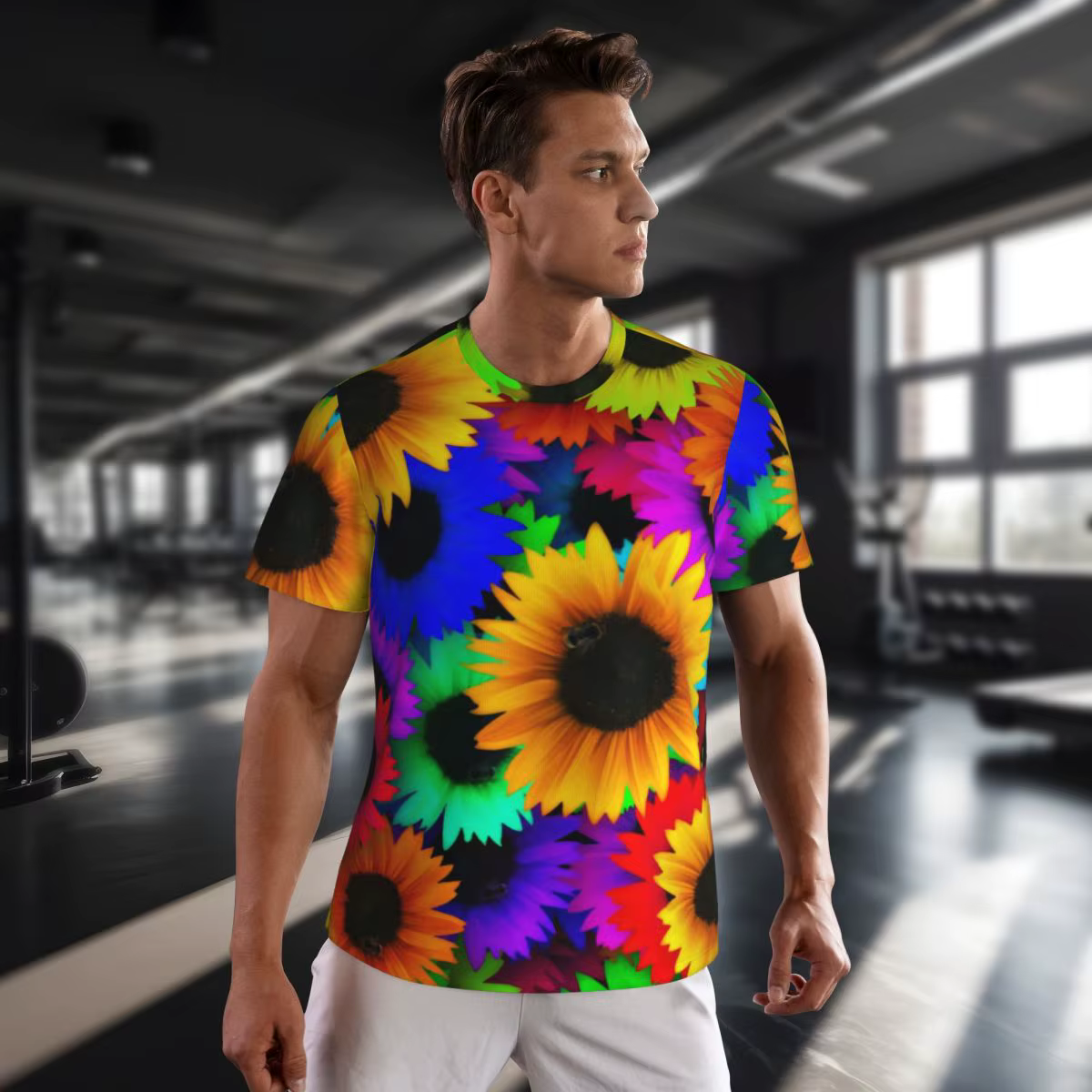 T-shirt tournesol coloré pour hommes