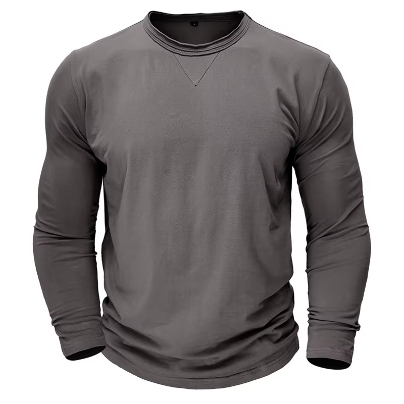 T-shirts à manches longues et col rond pour hommes