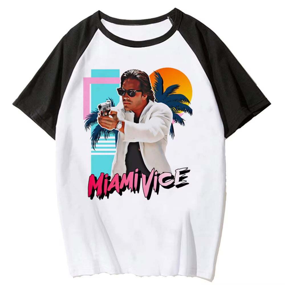 T-shirt femme, vêtement humoristique, japonais, créateur de manga, miami vice