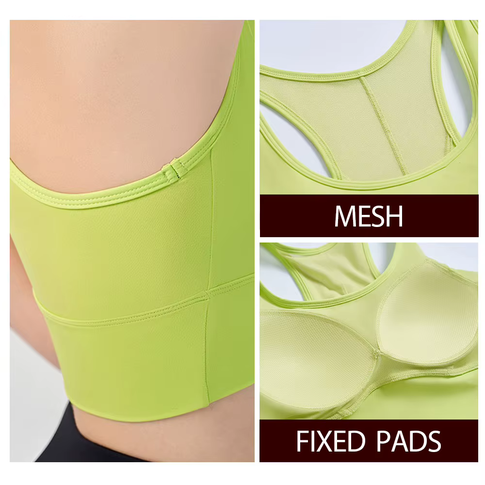 Soutien-gorge de sport antibactérien respirant pour femmes avec bonnets fixes-haut d'entraînement de soutien au dos en