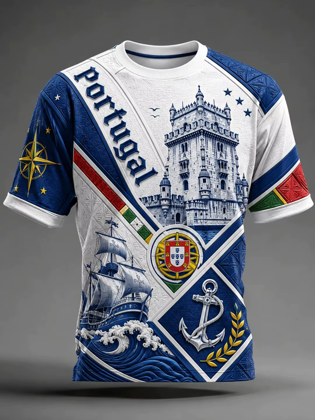 T-shirt de supporter de football du Portugal à manches courtes, respirant, séchage rapide, style streetwear décontracté, chemise de football tendance pour homme, nouveauté 2026