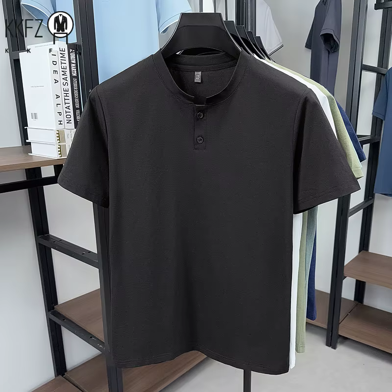 T-shirt Henley uni résistant à la transpiration pour homme