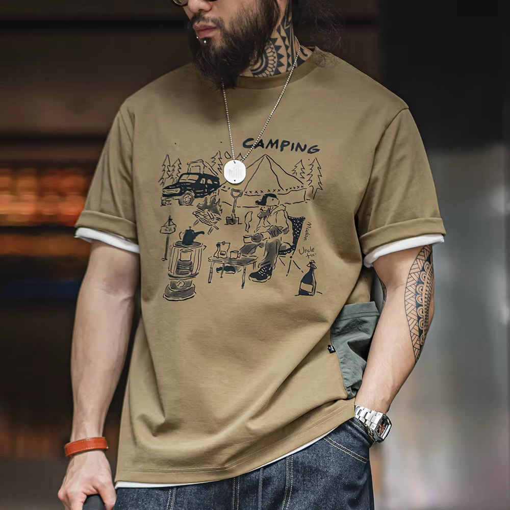 Maden-T-shirt imprimé à manches courtes pour homme