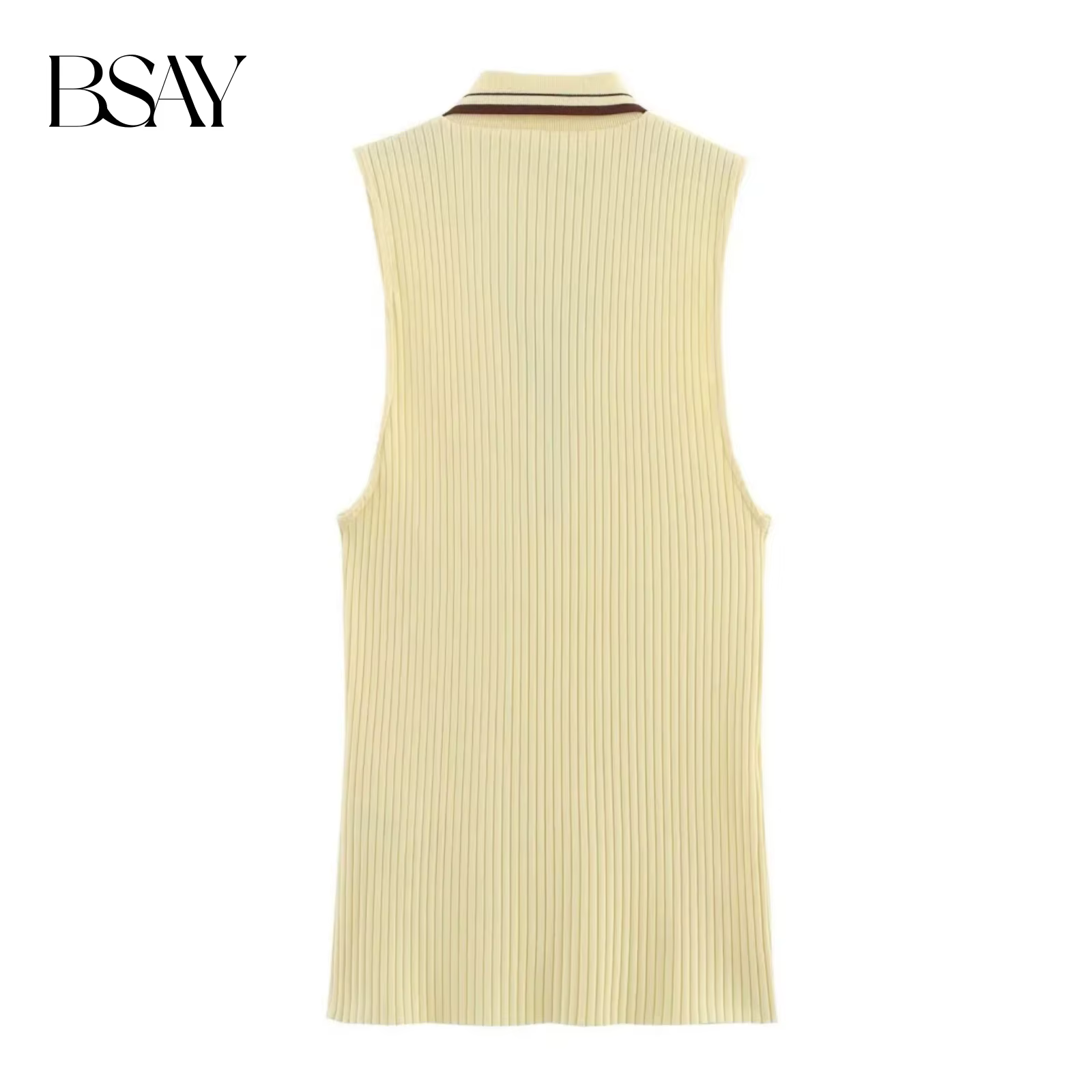 BSAY haut côtelé pour les femmes mode été nouvelle rayure sans manches col en v Blouse vêtements de rue gilet réservoir Chic dames hauts Mujer