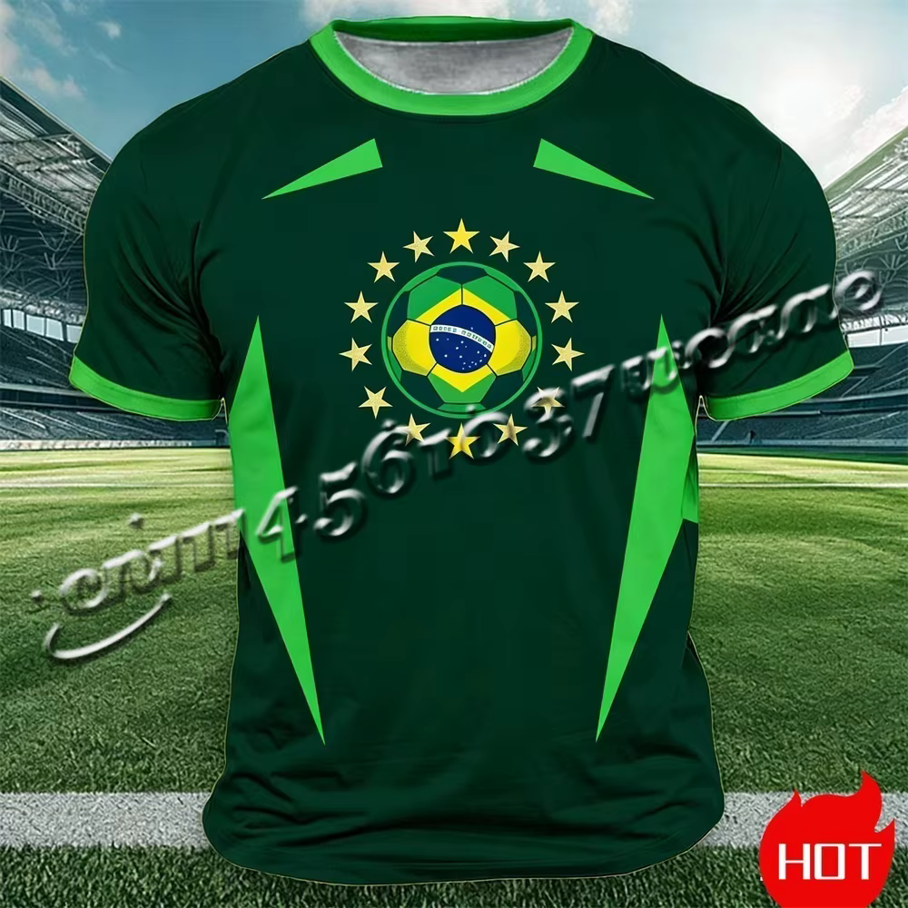 T-shirt imprimé drapeau du Brésil 2026 pour hommes