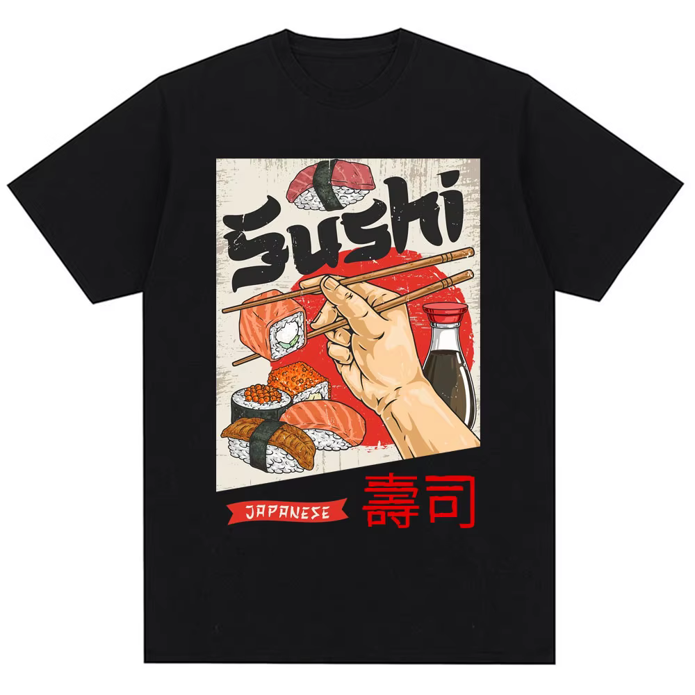 T-shirts graphiques amusants sur le thème du sushi japonais pour hommes et femmes