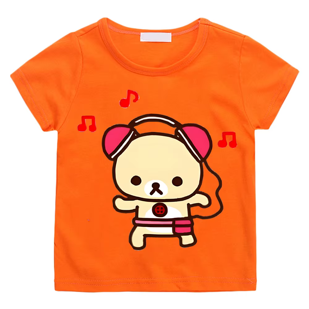 Dessin animé Rilakkuma T-shirt garçons filles enfants vêtements Hip Hop hauts manches courtes sport mode Streetwear Manga/bande dessinée t-shirts enfant en bas âge