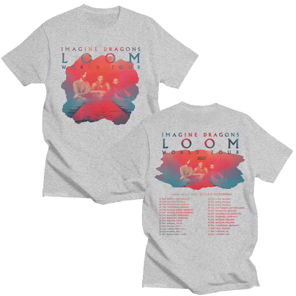 Imagine Dragons Band Loom Tour 2025 nouveaux t-shirts hommes femmes mode Hip Hop rétro T-shirt coton ample à manches courtes hauts esthétiques