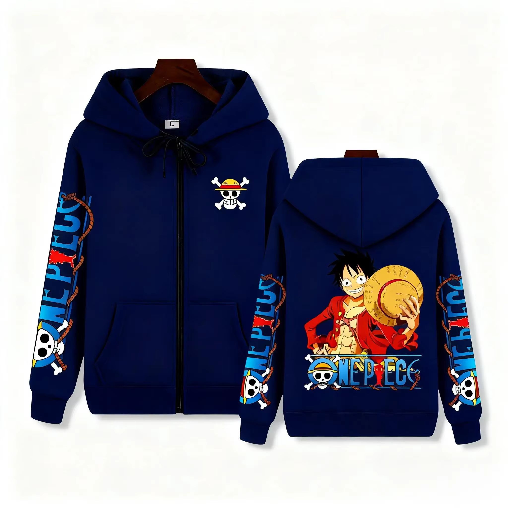 Anime pull à capuche zippé hommes femmes une pièce Luffy décontracté Streetwear Y2k automne hiver imprimé graphique à manches longues veste hauts