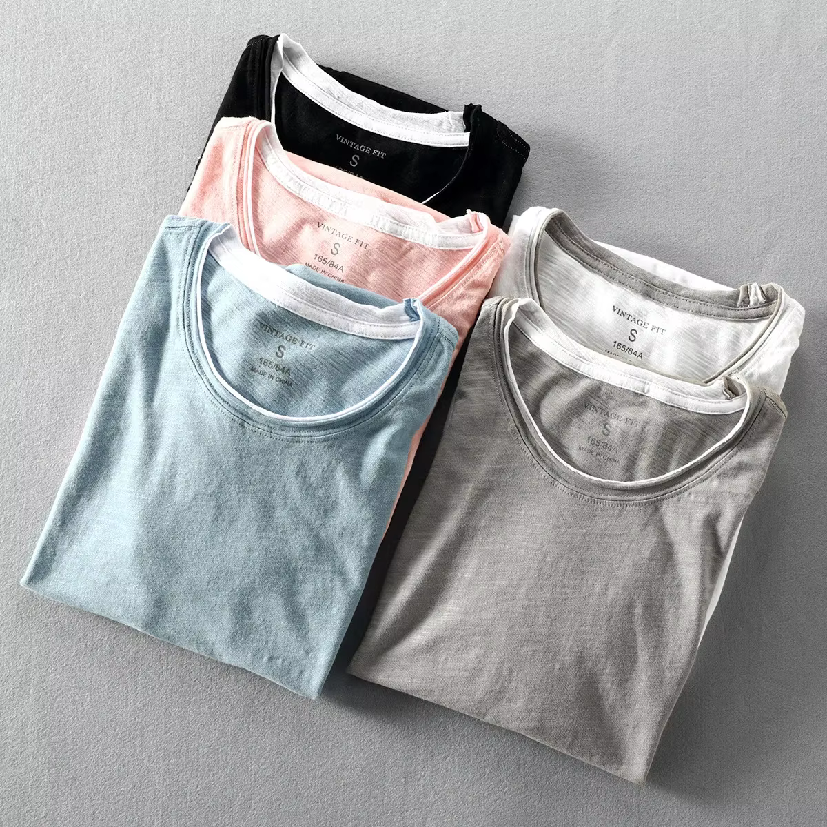 Faux deux T-shirts pour hommes rétro mode été coton couleur unie à manches courtes hauts mâle décontracté Simple mince blanc t-shirt vêtements