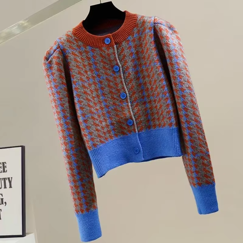 Cardigan en Tricot Rouge à Manches sulfpour Femme