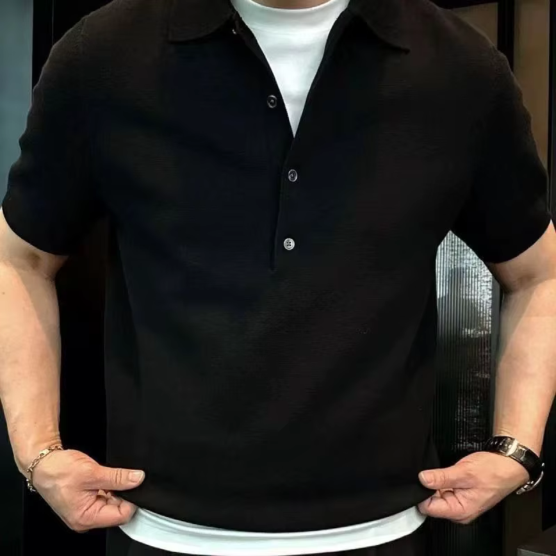 Polos tricotés à manches courtes pour hommes