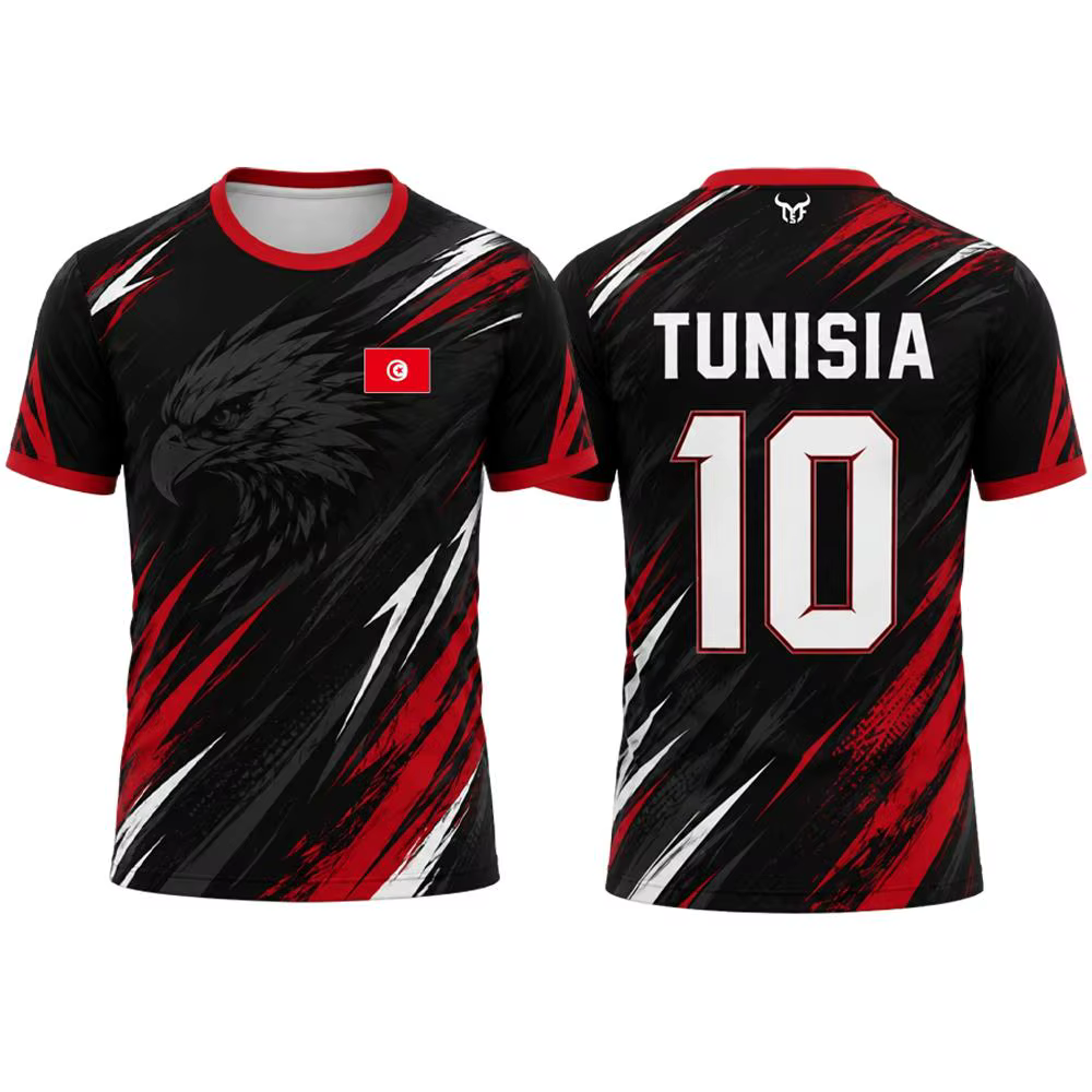 Nouveau maillot de football imprimé drapeau tunisien pour hommes