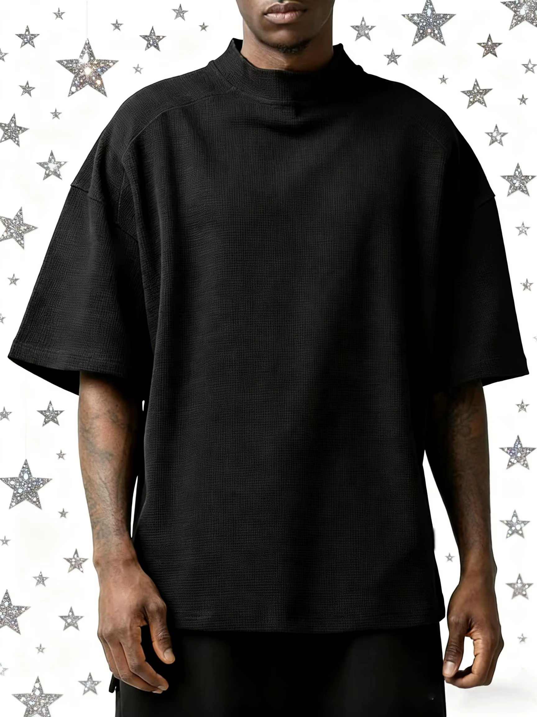 T-shirt à col roulé à manches courtes pour hommes