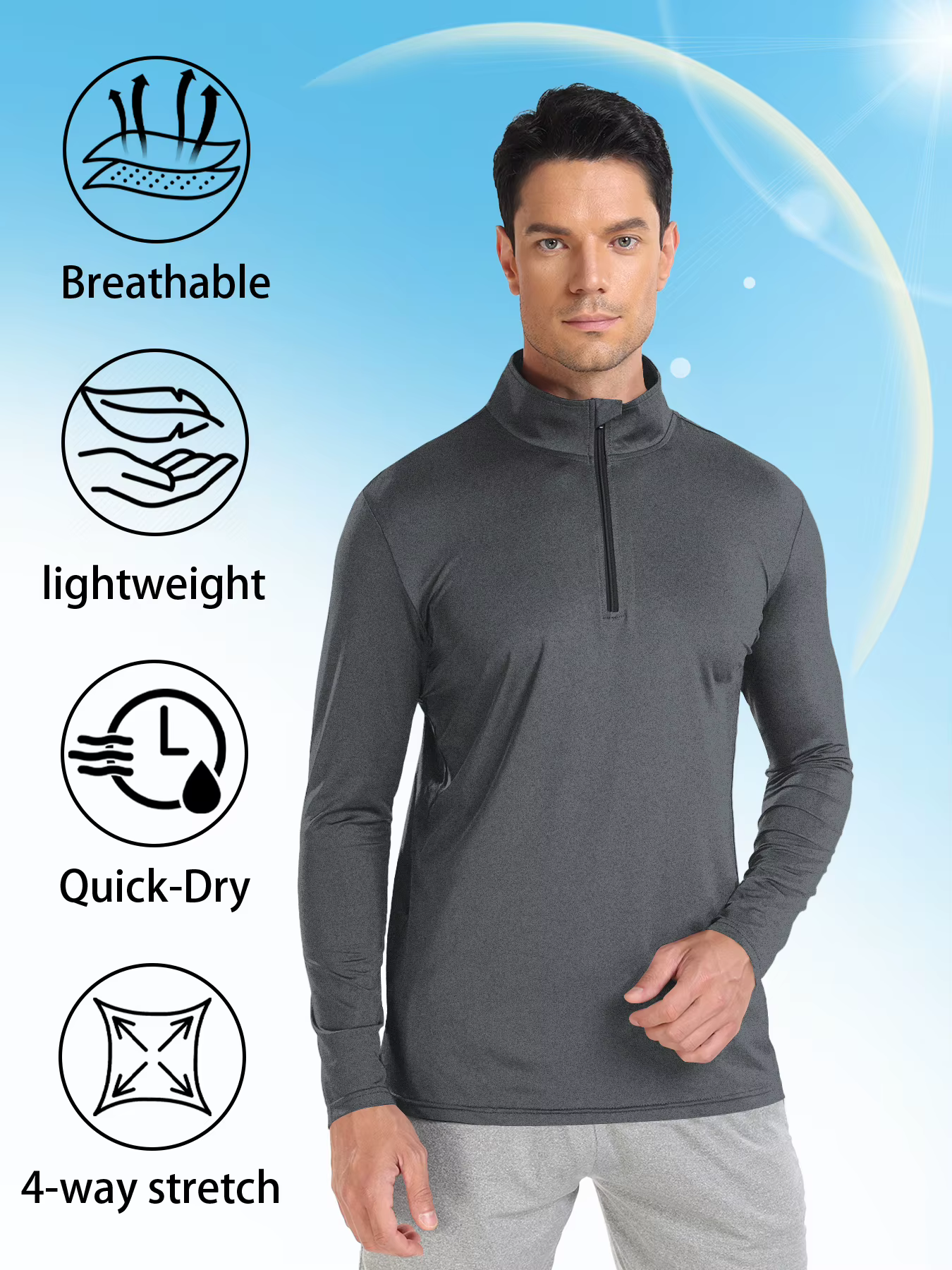 Pull de golf pour homme à col zippé