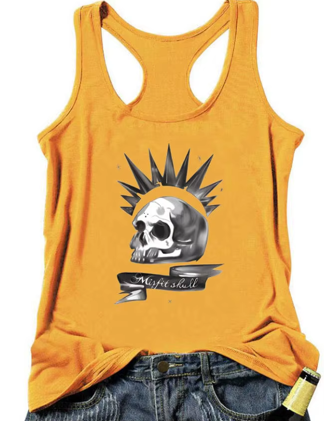 Misfit crâne gothique mignon réservoir femmes mode maillot de corps singlet esthétique féministe style de rue vêtement sans manches kawaii haut t-shirt