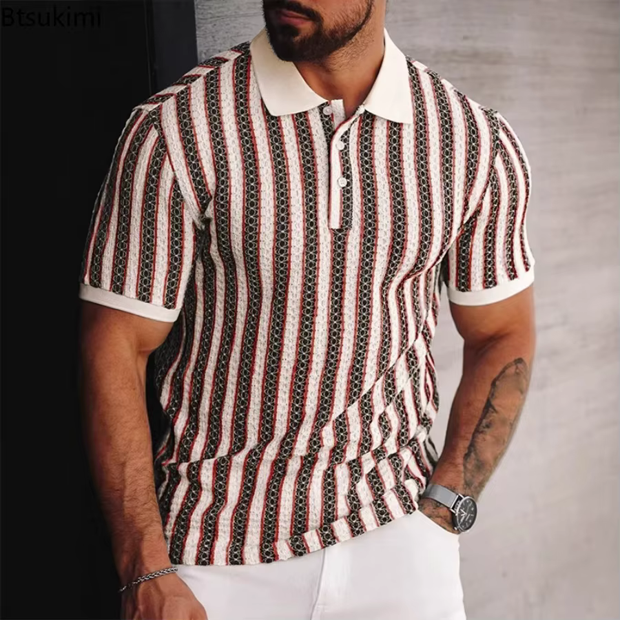 Polo tricoté pour hommes à manches courtes