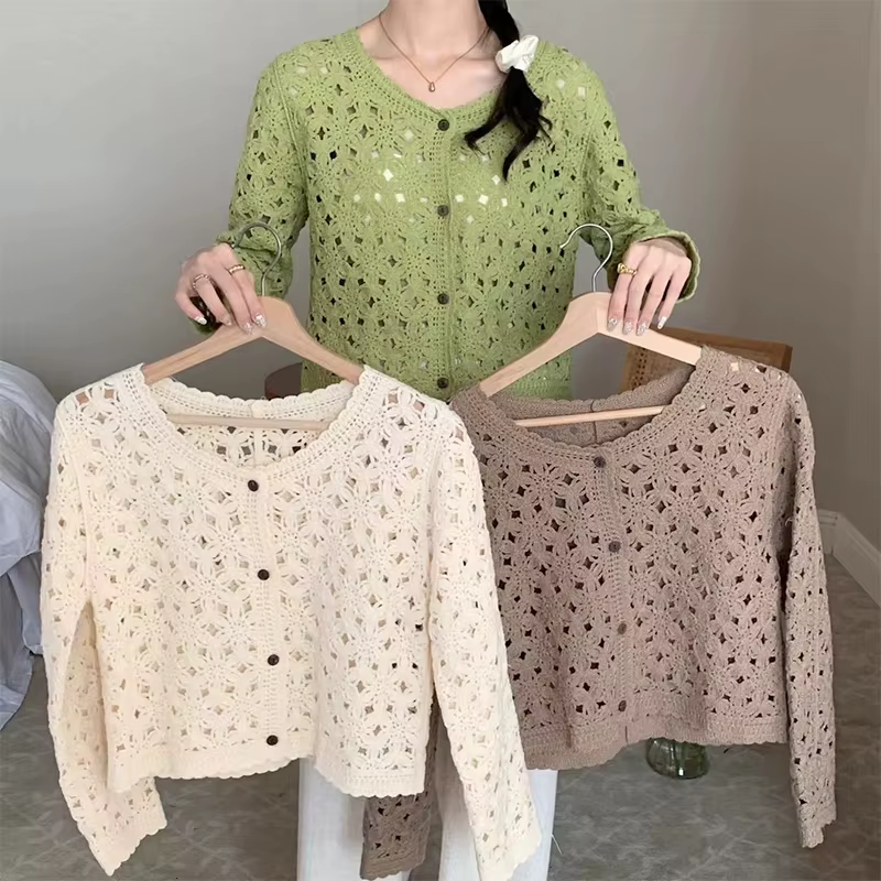 Haut en Crochet à manches longues pour femmes