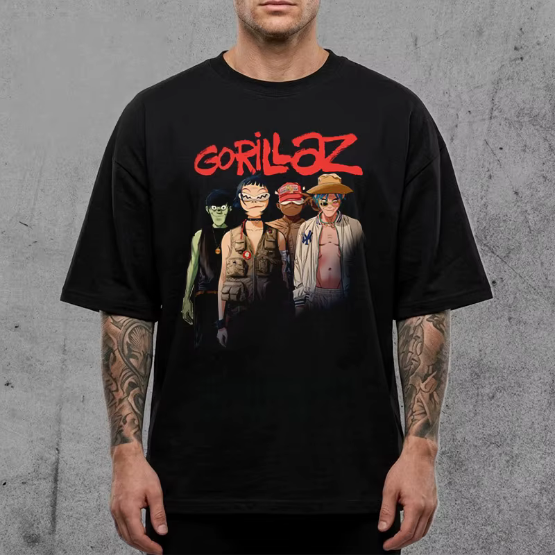 Gorillaz TOTTENHAM STADIUM 20TH JUNE 2026 Merch Summer T Shirt Coton Unisexe Hommes Femmes T-Shirt Fans Y2k Vintage Casual Tee