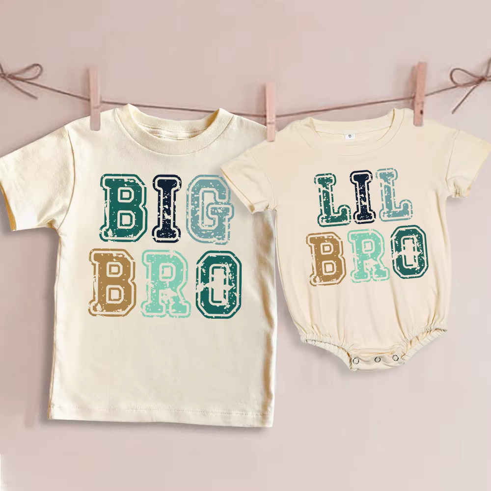 T-shirt assressentipour la famille imprimé Big Brother et Little