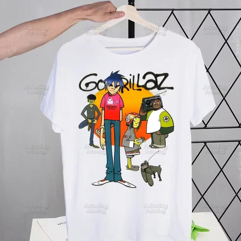 Gorillaz groupe de musique moderne dessin animé hommes T-shirt mignon impression chemise