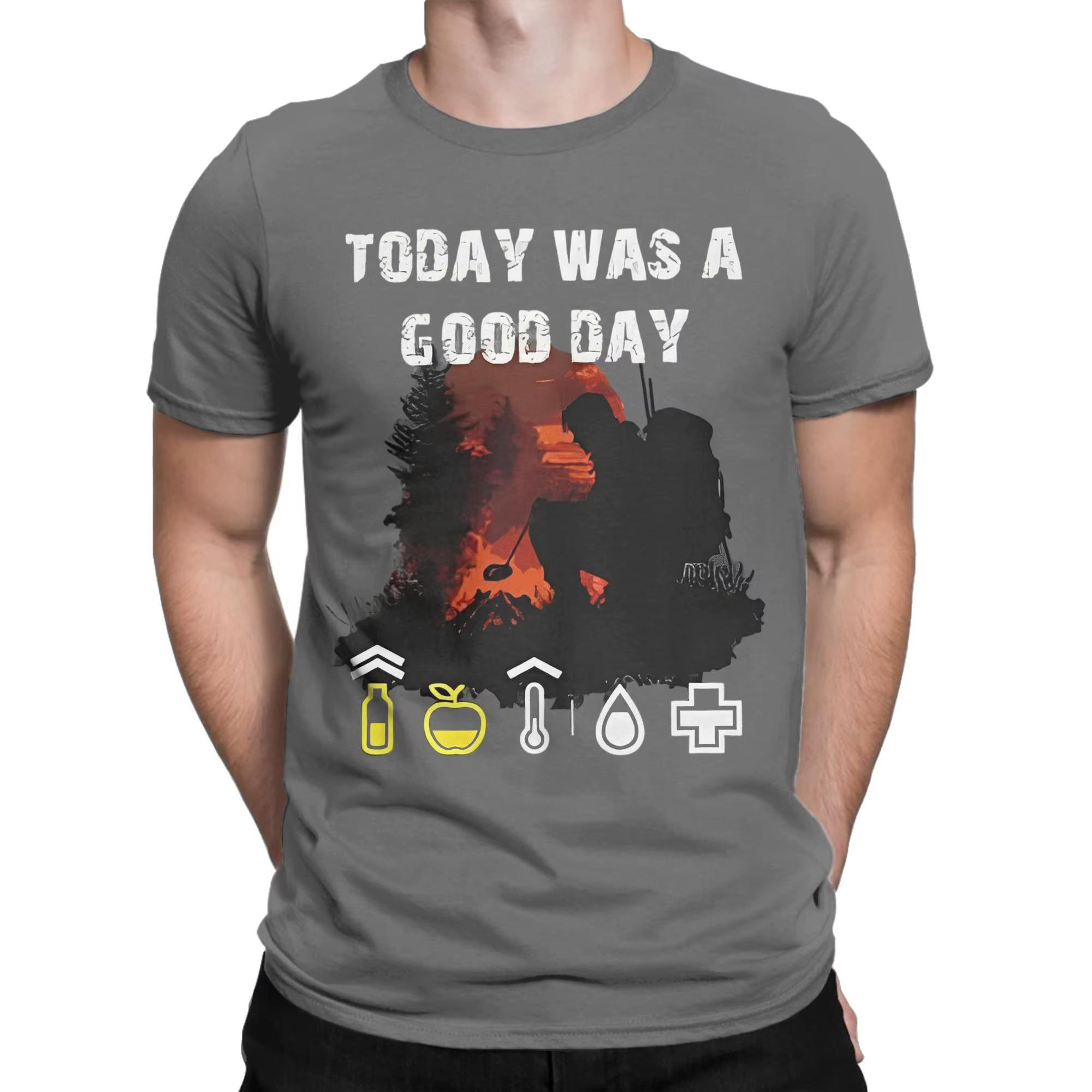 Hommes DayZ aujourd'hui est une bonne journée t-shirts jeu de tir couverture en coton Hipster à manches courtes col