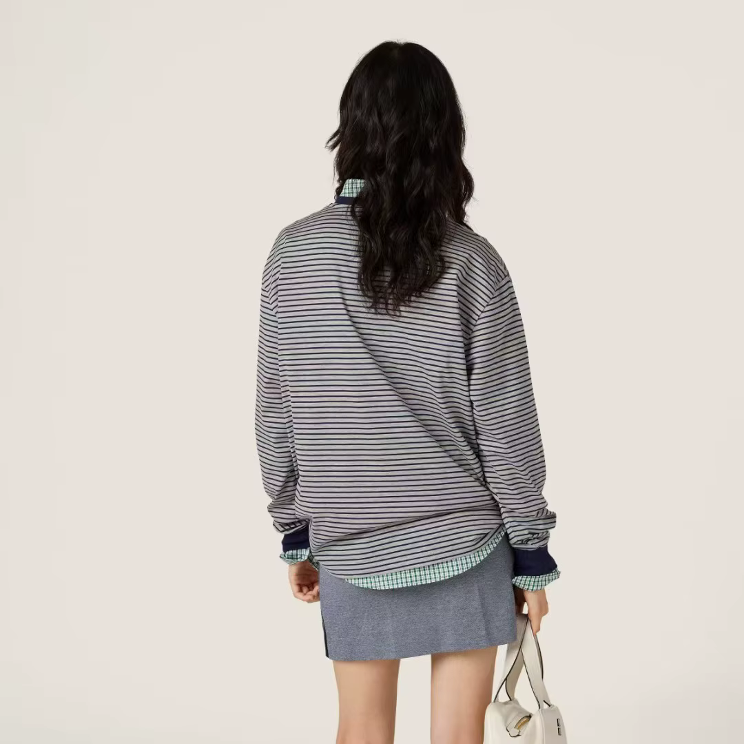 T-shirt rayé à manches longues pour femme