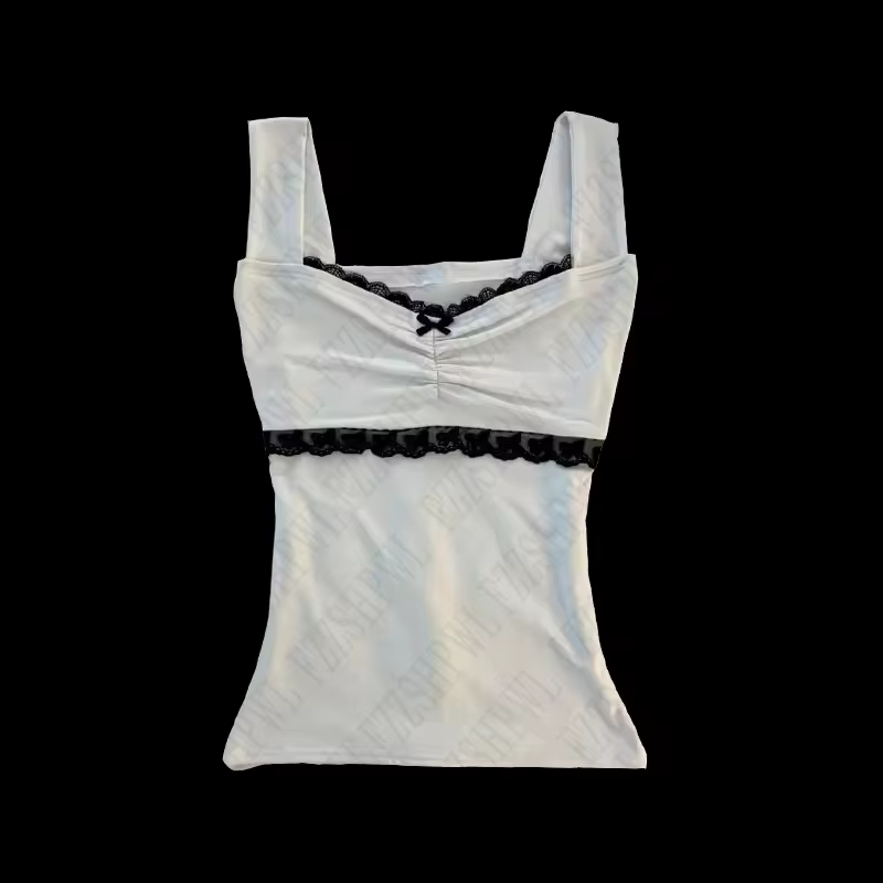Débardeur monochrome en dentelle esthétique pour femme