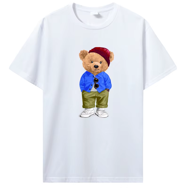 T-shirt ours en peluche jouant au badminton pour hommes