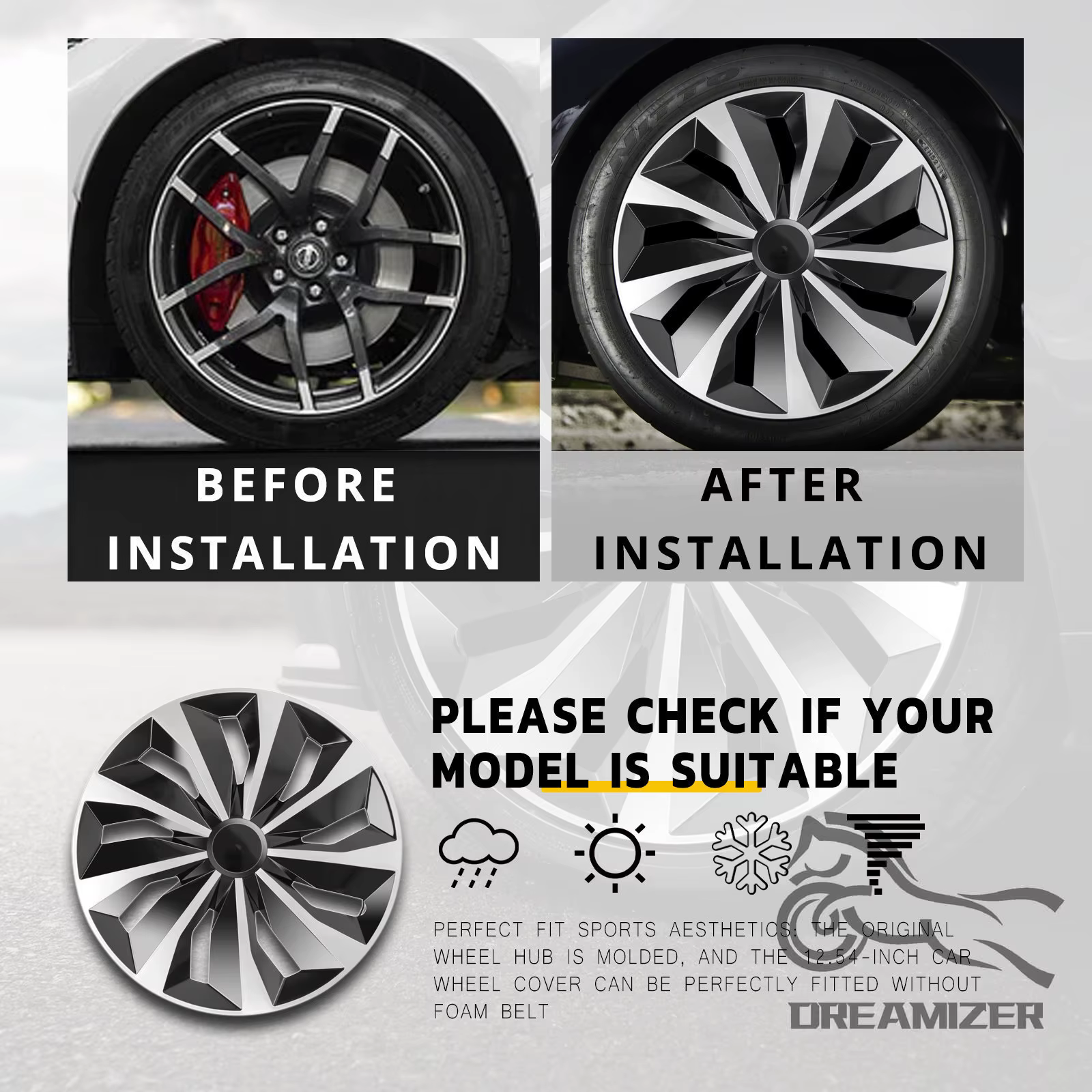 4 pièces 15/16 pouces TT capuchon de moyeu Automobile pour couvercle de roue universel pièces de rénovation de remplacement de voiture accessoires de couverture complète capuchon de moyeu